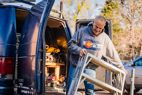 James Boelens setting up work site